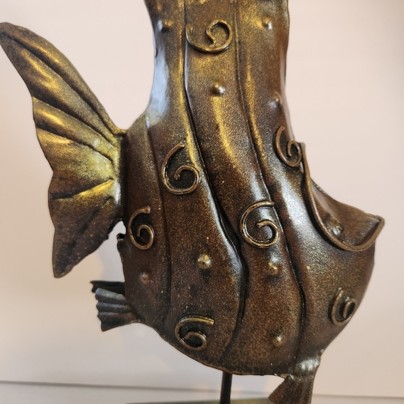 Funky Metal Art Fish On Stand Rustic Brutalist Man Cave Decor Vintage 1990s 90s - Picture 4 of 9